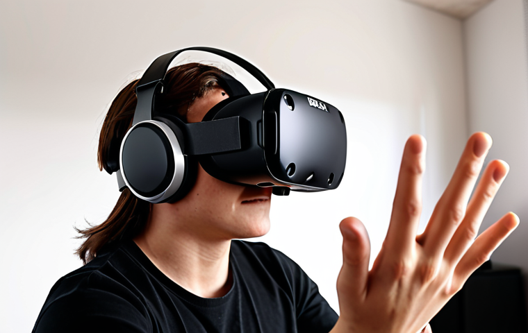 **Prompt:** A close-up shot of someone wearing a VR headset and using their hands to interact with a virtual world in Roblox. Focus on the sense of immersion and virtual touch.